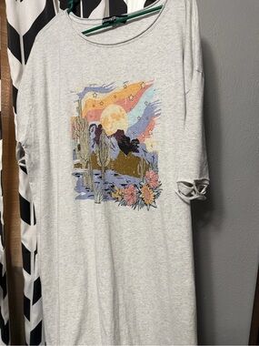 Light Gray Graphic Maxi Dress with Desert Print